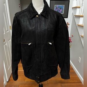 Burk’s Bay Men’s XL Black Suede Leather Jacket NRA Life Member New With Tags